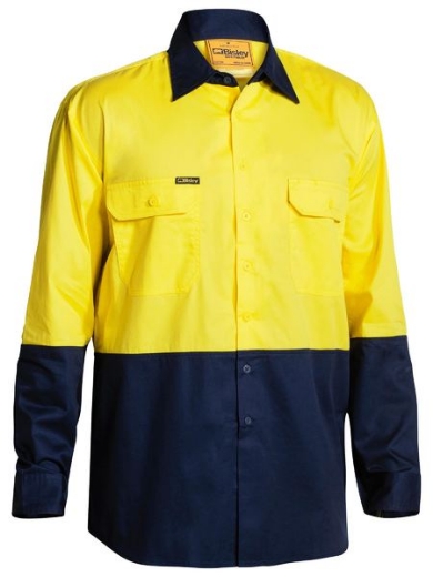 Picture of BISLEY Hi Vis Cool Lightweight Drill Shirt 100% Cotton Preshrunk Drill 155gsm L/S