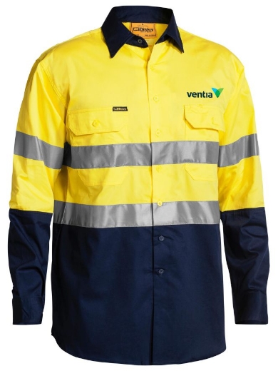 Picture of BISLEY Taped Hi Vis Cool Lightweight Shirt 100% Cotton Preshrunk Drill 155gsm L/S