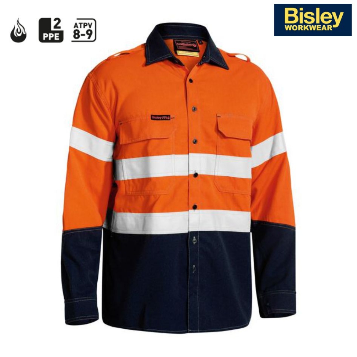 Picture of BISLEY TenCate Tecasafe® Plus 700 Taped Hi Vis FR Vented HRC2 Shirt 238gsm L/S