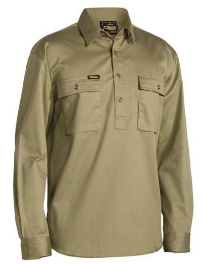 Picture of BISLEY Closed Front Cotton Drill Shirt 100% Cotton Preshrunk Drill 190gsm L/S