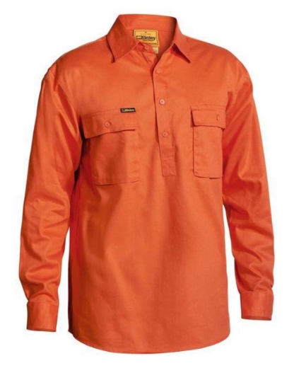 Picture of BISLEY Closed Front Cotton Drill Shirt 100% Cotton Preshrunk Drill 190gsm L/S