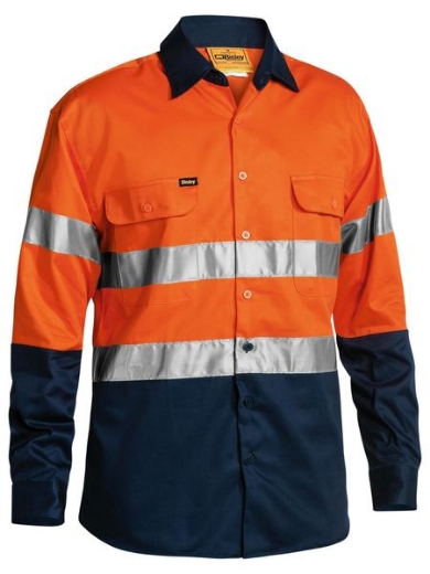 Picture of BISLEY Taped Hi Vis Drill Shirt 100% Cotton Preshrunk 190gsm L/S