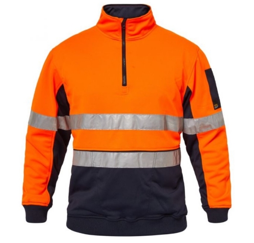 Picture of WORKCRAFT Hi Vis 100% Polyester Fleece 1/2 Zip Pullover with Tape 320gsm