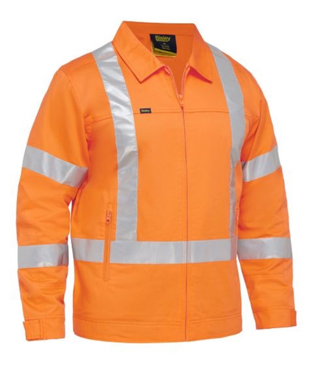 Picture of BISLEY X Taped Hi Vis Orange Drill Jacket with Liquid Repellent  Finsh