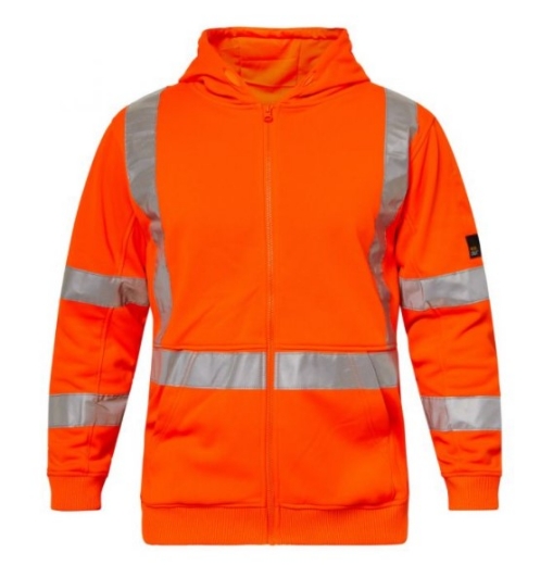 Picture of WORKCRAFT Alpine Hi Vis Orange X Back NSW Rail Compliant Hoodie Jacket with Tape 320gsm