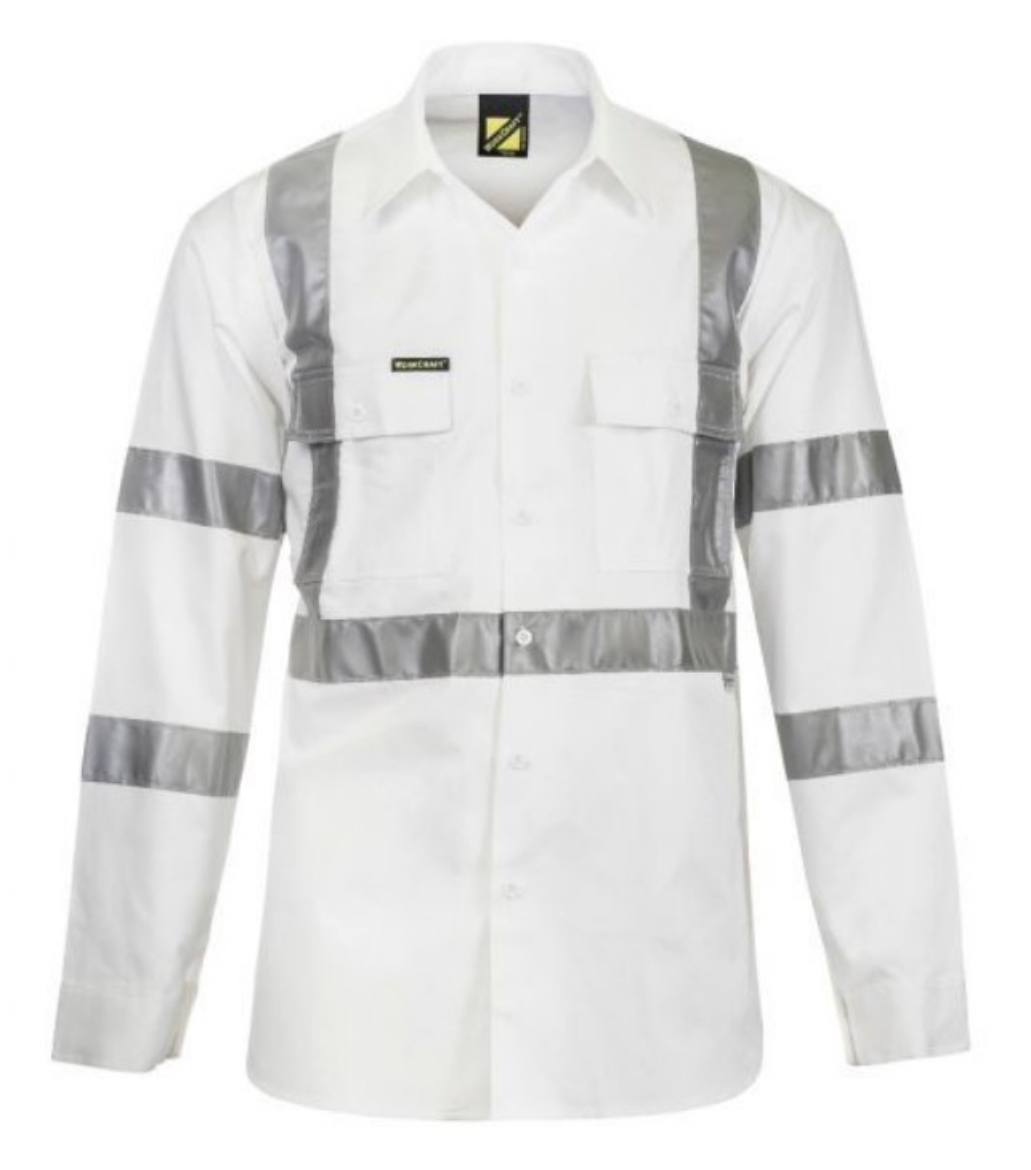 Picture of WORKCRAFT Hi Vis 100% Cotton Drill Shirt with X  Back Pattern and CSR Reflective Tape Day/Night Use 190gsm L/S
