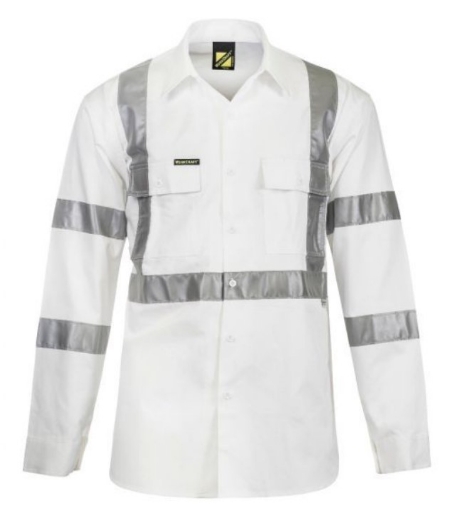 Picture of WORKCRAFT Hi Vis 100% Cotton Drill Shirt with X  Back Pattern and CSR Reflective Tape Day/Night Use 190gsm L/S