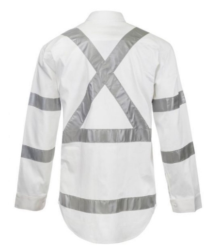 Picture of WORKCRAFT Hi Vis 100% Cotton Drill Shirt with X  Back Pattern and CSR Reflective Tape Day/Night Use 190gsm L/S