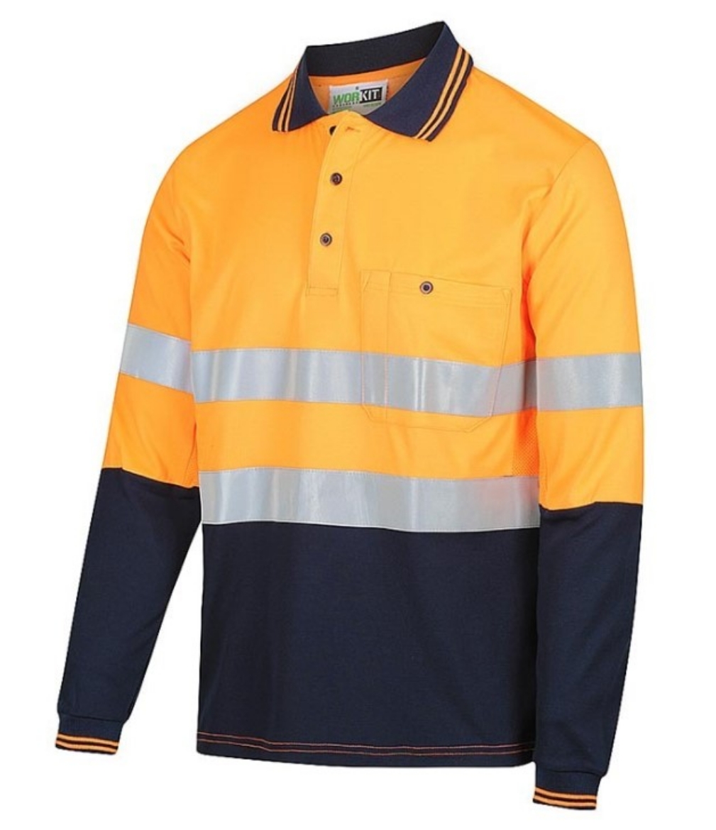 Picture of WORKIT Hi Vis Two Tone Poly/Cotton Taped Polo Shirt 180gsm L/S