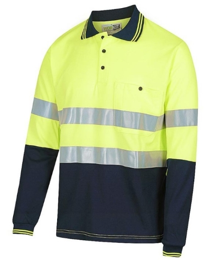 Picture of WORKIT Hi Vis Two Tone Poly/Cotton Taped Polo Shirt 180gsm L/S