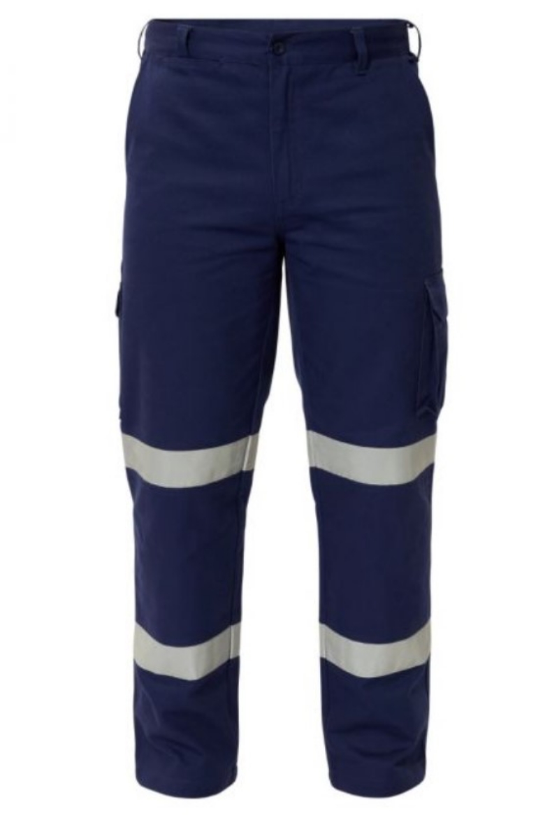 Picture of WORKCRAFT Nextgen Double Hoop Reflective Tape Navy Cargo 100% Cotton Drill Trouser 310gsm