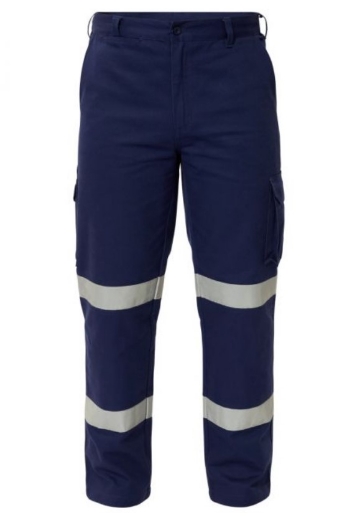 Picture of WORKCRAFT Nextgen Double Hoop Reflective Tape Navy Cargo 100% Cotton Drill Trouser 310gsm