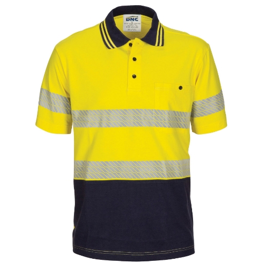 Picture of DNC HiVis Segment Taped 100% Cotton Jersey Polo Shirt 200gsm S/S
