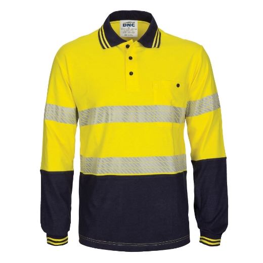 Picture of DNC HiVis Segment Taped 100% Cotton Jersey Polo Shirt 200gsm L/S