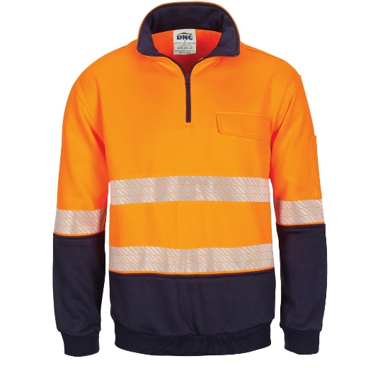 Picture of DNC HiVis Segment Taped 1/2 Zip Fleecy Windcheater 300gsm