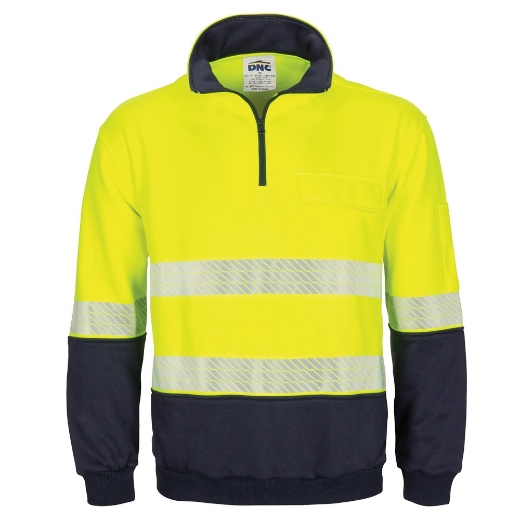 Picture of DNC HiVis Segment Taped 1/2 Zip Fleecy Windcheater 300gsm