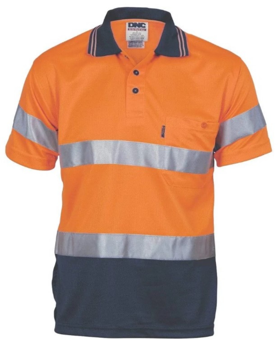 Picture of DNC Hi Vis Two Tone Cotton Back Polo Shirt with CSR R/Tape 185gsm S/S