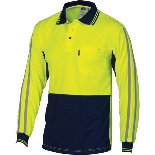 Picture of DNC HiVis Cool-Breathe Stripe 100% Polyester Polo Shirt 175gsm L/S