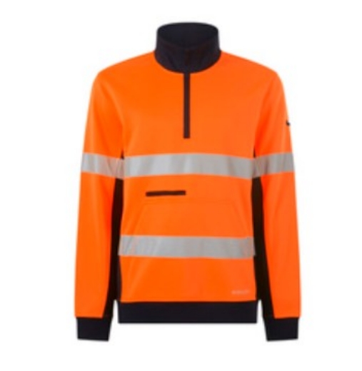 Picture of KING GEE Hi Vis Reflective Spliced 1/4 Zip Fleece Jumper 320gsm