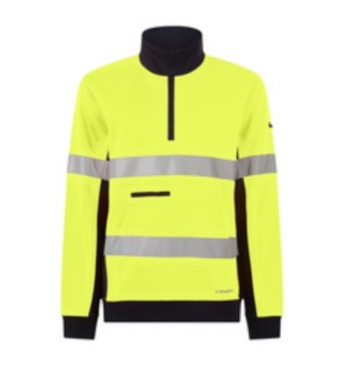 Picture of KING GEE Hi Vis Reflective Spliced 1/4 Zip Fleece Jumper 320gsm