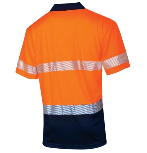 Picture of TRU WORKWEAR Recycled Anti-Microbial Micromesh Two Tone Hi-Vis Polo Shirt with Segmented Tape S/S