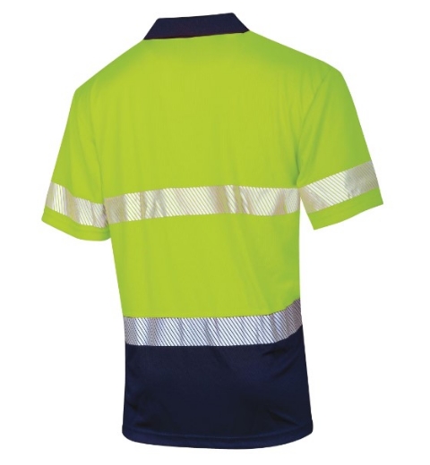 Picture of TRU WORKWEAR Recycled Anti-Microbial Micromesh Two Tone Hi-Vis Polo Shirt with Segmented Tape S/S