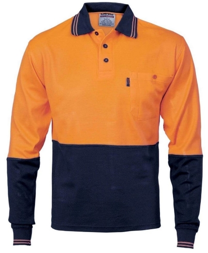 Picture of DNC Hi Vis Cotton Back Two Tone Fluoro Polo Shirt 185gsm L/S