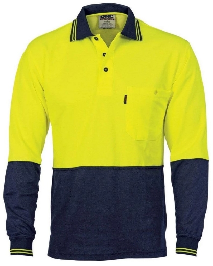 Picture of DNC Hi Vis Cotton Back Two Tone Fluoro Polo Shirt 185gsm L/S