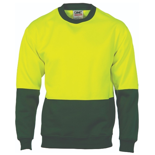Picture of DNC Hi Vis Two Tone Fleecy Sweat Shirt Sloppy Joe Crew Neck 300gsm