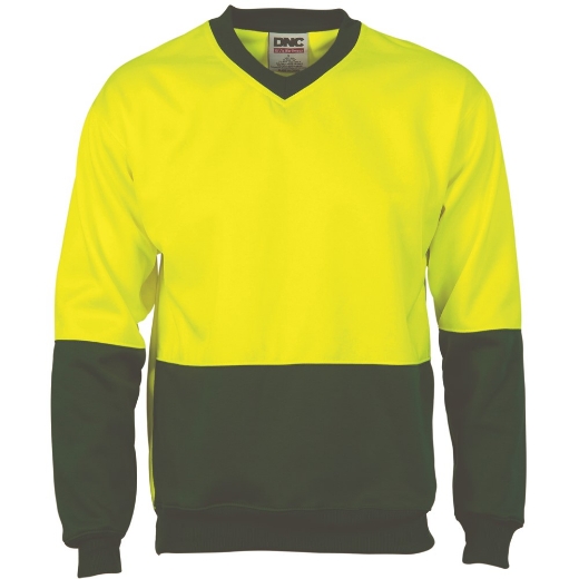 Picture of DNC HiVis Two Tone Fleecy Sweat Shirt (Sloppy Joe) V-Neck 300gsm