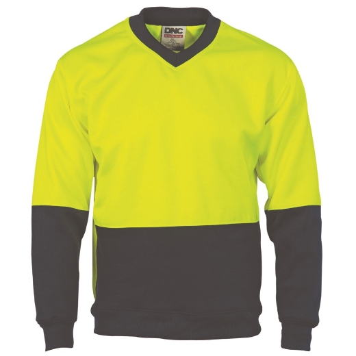 Picture of DNC HiVis Two Tone Fleecy Sweat Shirt (Sloppy Joe) V-Neck 300gsm