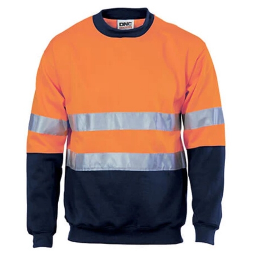 Picture of DNC HiVis Two Tone Fleecy Sweat Shirt (Sloppy Joe) with CSR R/Tape Crew-Neck 300gsm