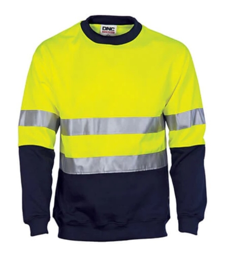 Picture of DNC HiVis Two Tone Fleecy Sweat Shirt (Sloppy Joe) with CSR R/Tape Crew-Neck 300gsm