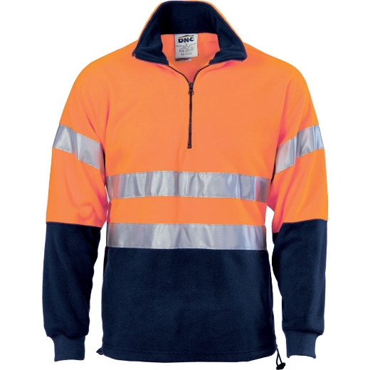 Picture of DNC Hi Vis Two Tone 1/2 Zip Polar Fleece with CSR R/Tape 300gsm
