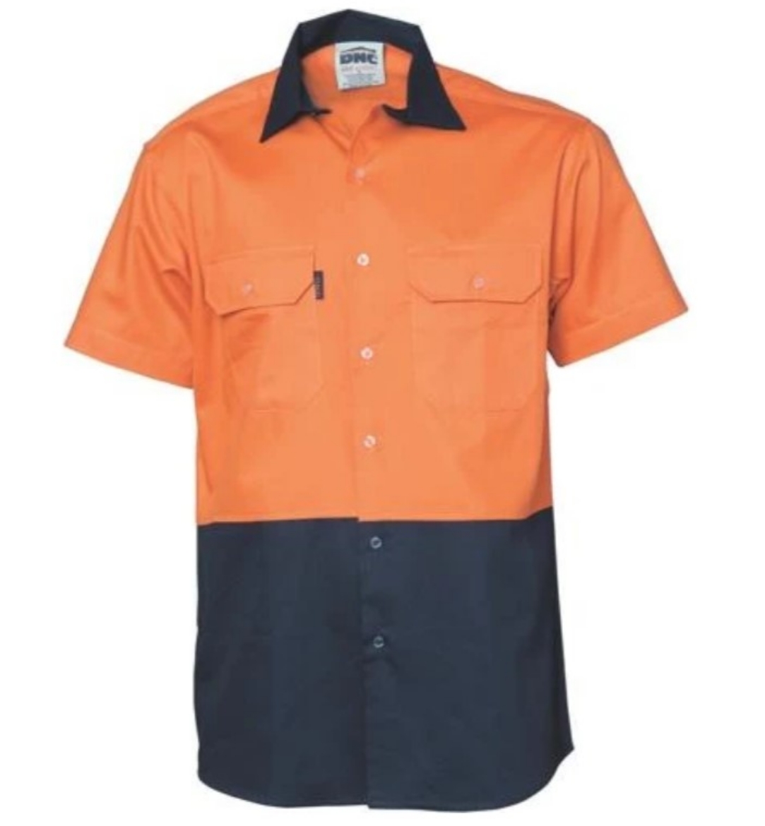 Picture of DNC Hi Vis Two Tone 100% Cotton Drill Shirt 190gsm S/S