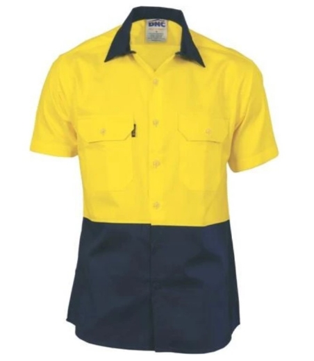 Picture of DNC Hi Vis Two Tone 100% Cotton Drill Shirt 190gsm S/S