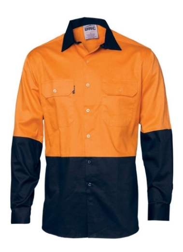 Picture of DNC Hi Vis Two Tone 100% Cotton Drill Shirt 190gsm L/S