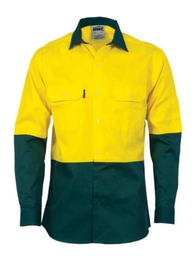 Picture of DNC Hi Vis Two Tone 100% Cotton Drill Shirt 190gsm L/S