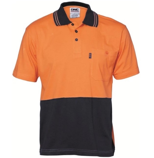 Picture of DNC HiVis Cool-Breeze 100% Cotton Jersey Polo Shirt with Under Arm Cotton Mesh Vents 200gsm S/S