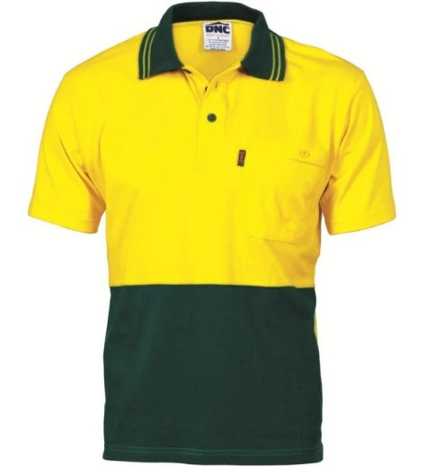 Picture of DNC HiVis Cool-Breeze 100% Cotton Jersey Polo Shirt with Under Arm Cotton Mesh Vents 200gsm S/S
