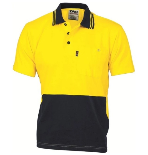 Picture of DNC HiVis Cool-Breeze 100% Cotton Jersey Polo Shirt with Under Arm Cotton Mesh Vents 200gsm S/S