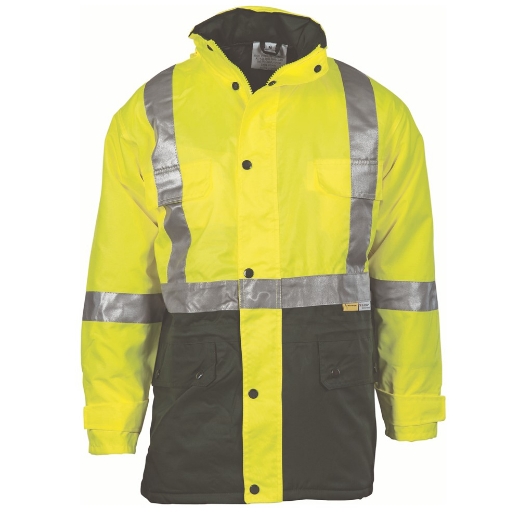 Picture of DNC Hi Vis Two Tone Quilted 3/4 Length Jacket with 3M R/Tape