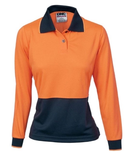 Picture of DNC Ladies HiVis Two Tone Polo Shirt 175gsm L/S