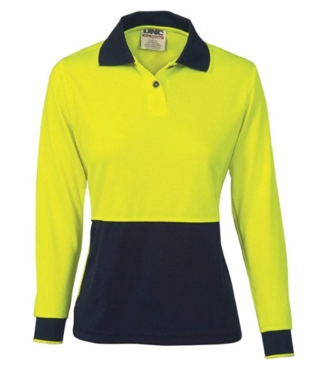 Picture of DNC Ladies HiVis Two Tone Polo Shirt 175gsm L/S