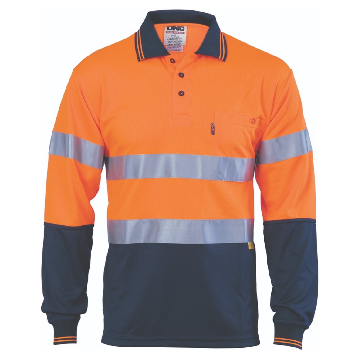 Picture of DNC HiVis D/N Cool Breathe 100% Polyester Polo Shirt with 3M8906 R/Tape 175gsm L/S