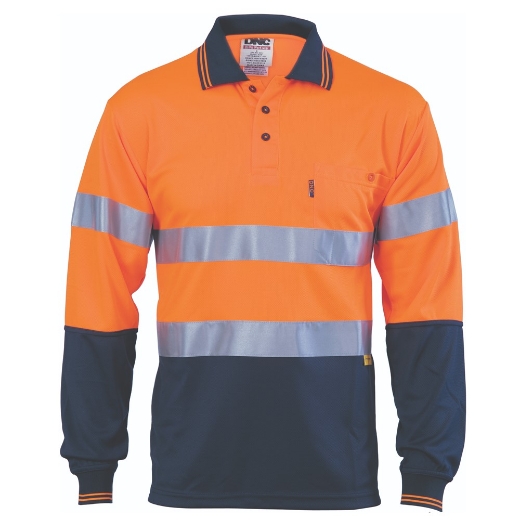 Picture of DNC HiVis D/N Cool Breathe 100% Polyester Polo Shirt with 3M8906 R/Tape 175gsm L/S