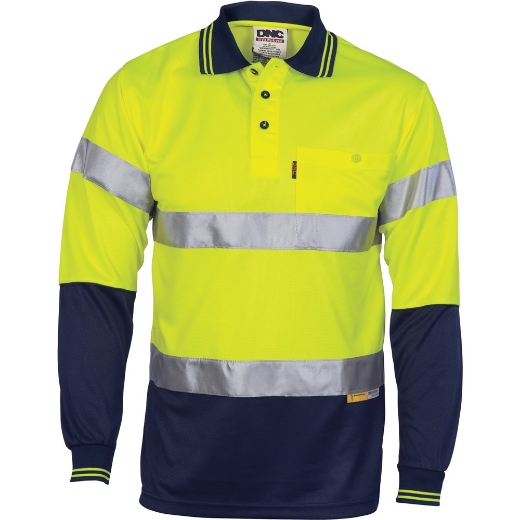 Picture of DNC HiVis D/N Cool Breathe 100% Polyester Polo Shirt with 3M8906 R/Tape 175gsm L/S