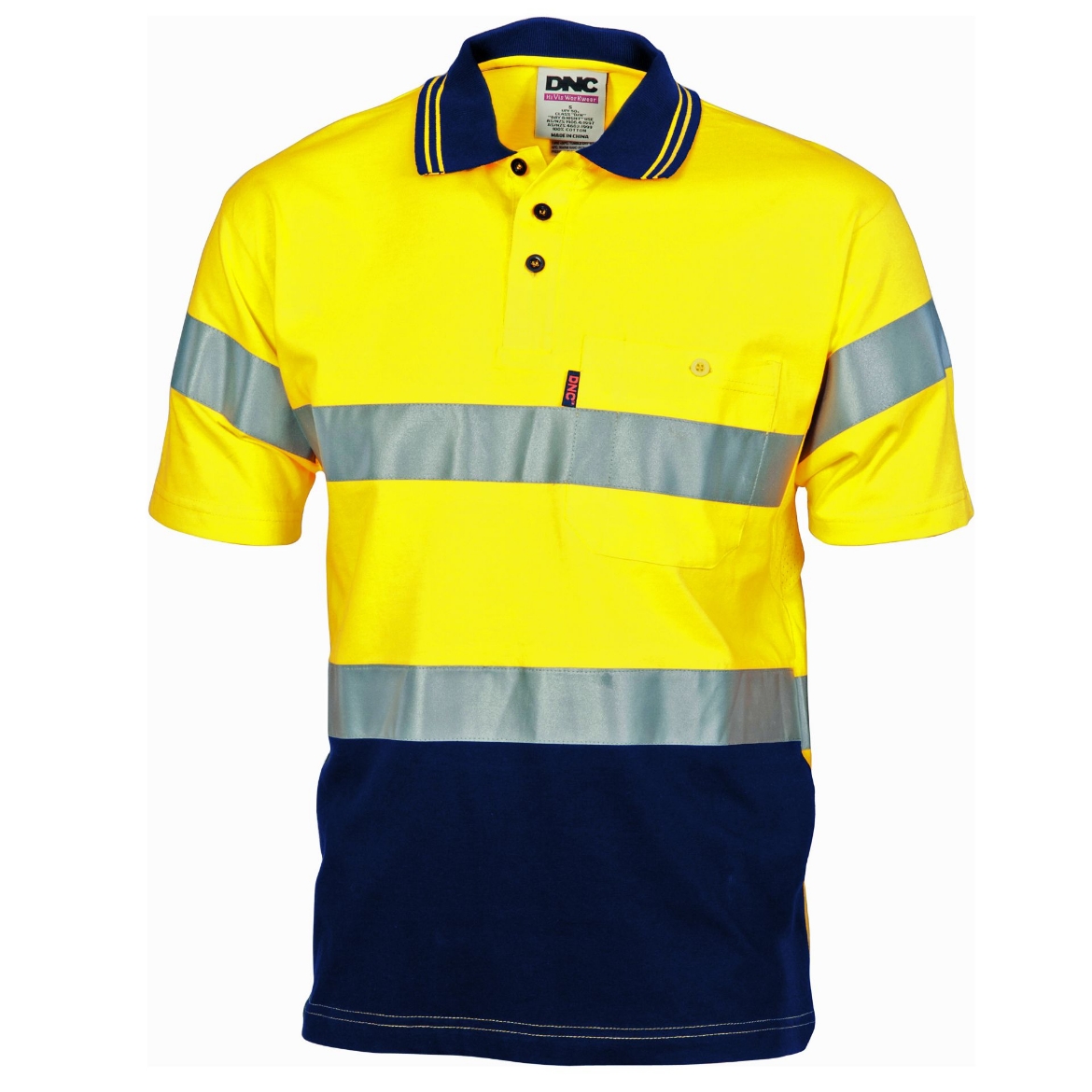 Picture of DNC HiVis Cool-Breeze 100% Cotton Jersey Polo Shirt with 3M R/Tape and Under Arm Cotton Mesh Vents 200gsm S/S