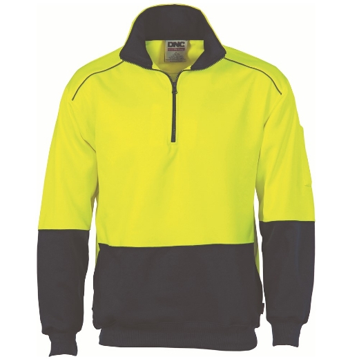 Picture of DNC Hi Vis Two Tone 1/2 Zip Reflective Piping Sweat Jumper 300gsm