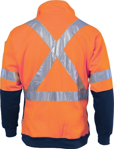 Picture of DNC Hi Vis Cross Back D/N Two Tone 1/2 Zip Fleecy Jumper 300gsm